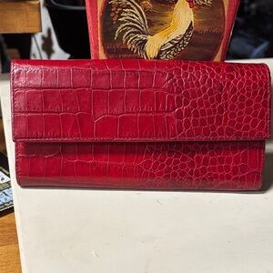 Furla Red Croc-Embossed Clutch